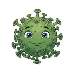 Fototapeta premium Cartoon virus smiling and friendly