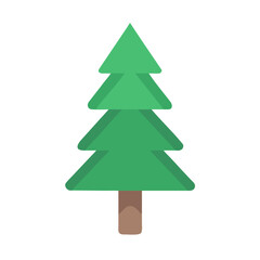 Simple Green Pine Tree Icon Isolated on Black Background for Holiday Design