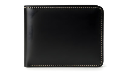 Obraz premium Black leather wallet with stitched edges
