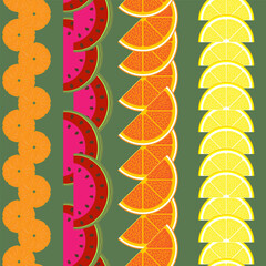 a pattern with no background, depicting ripe, juicy fruits