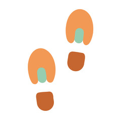 Abstract Footprints on Black: Minimalist Illustration of Two Footprints in Warm Tones