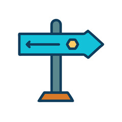 Stylized directional sign pointing left and right on a black background