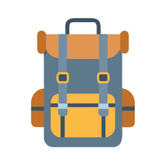 Vector illustration of a hiking backpack with pockets and straps, isolated
