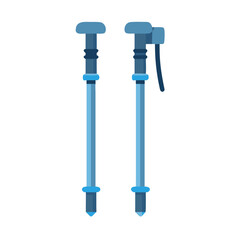 Pair of blue adjustable trekking poles for hiking and outdoor activities