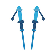 Pair of blue trekking poles on black background ideal for hiking and camping