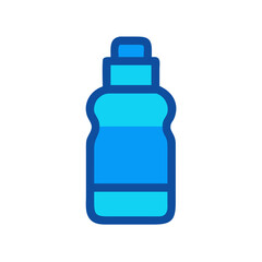 Minimalist blue bottle icon on a black backdrop conveys cleanliness and simplicity