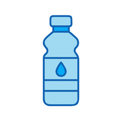 Minimalistic bottle filled with fresh clear water illustration on a black background