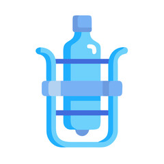 Blue Bottle in a Holder on Black Background - Minimalist Illustration