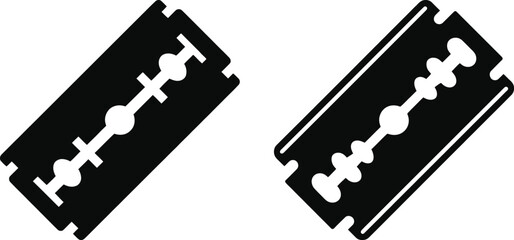 Vector silhouette of two classic safety razor blades 