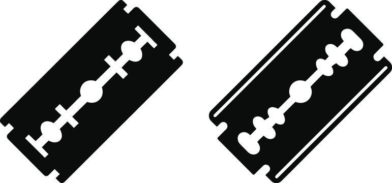 Vector silhouette of two classic safety razor blades 