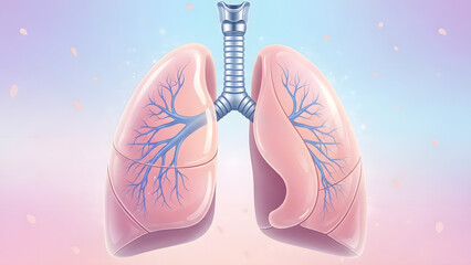 Fototapeta premium Human lungs anatomy with trachea and bronchi illustration