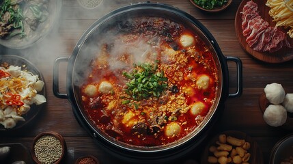 Spicy Asian Hot Pot with Rich Red Broth