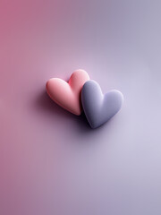 Minimalist pastel hearts on soft gradient background, modern Valentine&rsquo;s Day concept