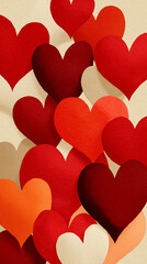Red Paper Hearts Background for Valentine&rsquo;s Day