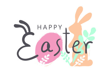 Happy Easter banner in minimal style