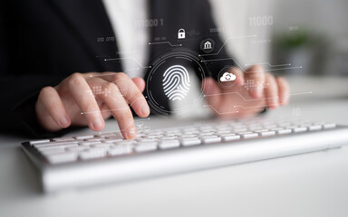 Biometric fingerprint identification and cybersecurity system ensuring secure access, identity verification, cloud data protection, and digital safety Latch