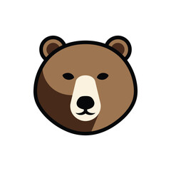 Obraz premium Bear Face Vector Illustration, Cute Animal Character Design