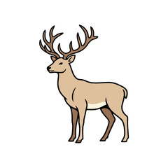 Obraz premium Elegant Deer with Large Antlers Minimal Flat Vector Illustration