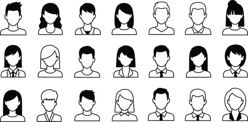 Various people with different hairstyles and clothing styles arranged in multiple rows