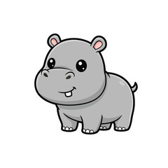 Obraz premium Cute Hippopotamus Character Cartoon Vector Illustration