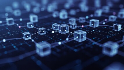 Blockchain Network Data Cubes Futuristic Technology Connection