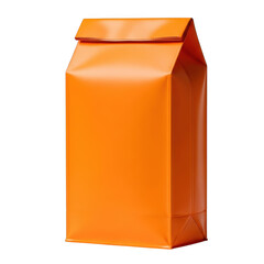 Bright orange stand-up pouch package isolated on transparent background
