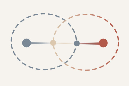 An abstract illustration of an intersection as a metaphor for connection, dialogue, and mutual influence. Suitable for themes of love, relationships, and emotional intimacy without clich&eacute;s