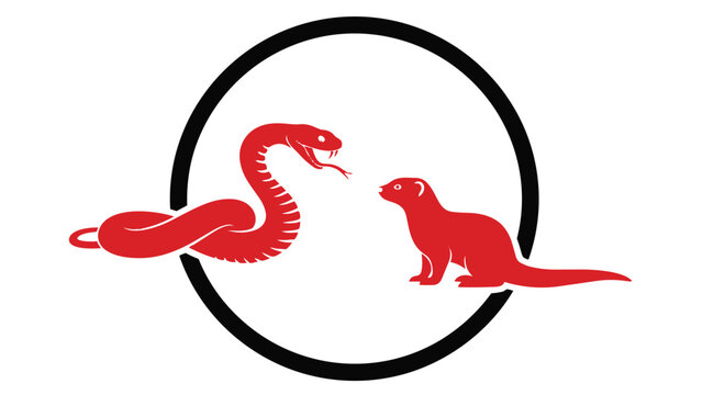 Red snake and lizard in a circle logo design