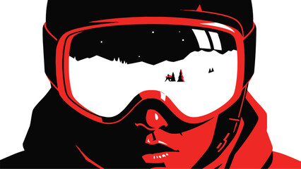 Closeup of a person wearing ski goggles