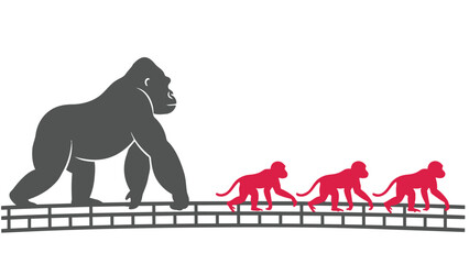 Gorilla and monkeys on a dna strand