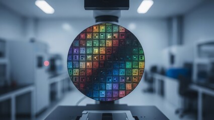 Silicon wafer inspection in high tech semiconductor laboratory