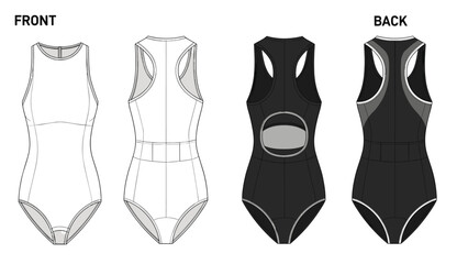 Stylish One-Piece Swimsuit Vector Illustration