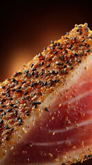 Close Up Slice of Watermelon with Sesame Seed Crust