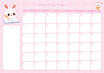 Cute Bunny Monthly Planner Calendar