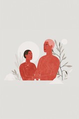 Man and a woman are holding hands in a painting