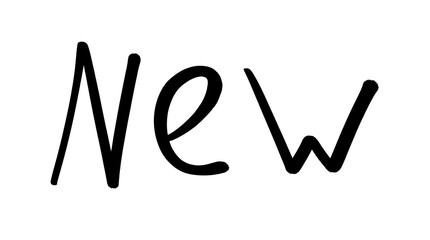 Hand drawn NEW label, doodle text Isolated on transparent backgrouns