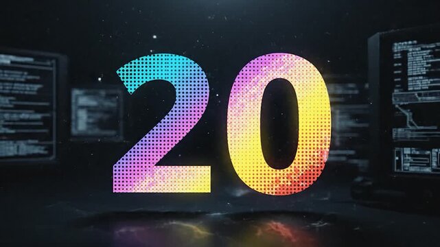 Colorful 2020 Year Sign with Gradient Numbers