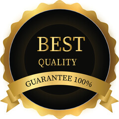 golden label with ribbon