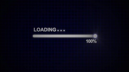 Futuristic progress loading bar 0-100 percent animation. Loading bar downloading progress animation blue transfer 0-100 on black background. Perfect for sleek modern interfaces. alpha channel 4K video - Powered by Adobe
