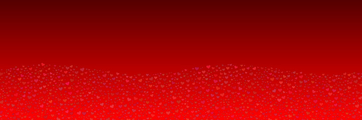 Red gradient background with a sea of small heart shapes creating a romantic pattern