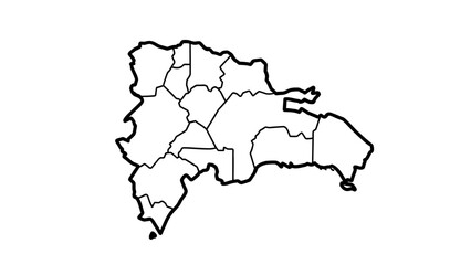 Obraz premium Detailed outline map of the Dominican Republic, showcasing its administrative provinces and geographical subdivisions, ideal for educational content, geographic studies, and presentations