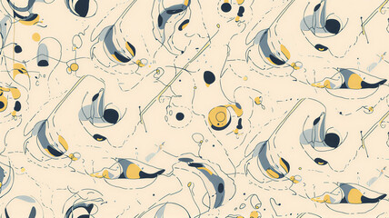 Seamless Abstract Continuous Line Art Pattern Black and White Doodle Background Vector