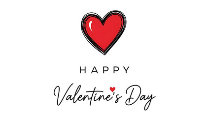 Happy valentines day greeting card with heart design on white background