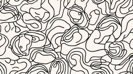 Abstract Black Line Art Pattern Seamless Background
