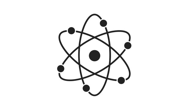 Simple black and white atomic structure illustration.