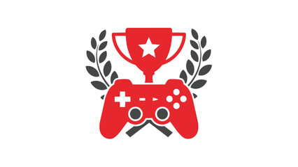 Red gaming controller with trophy and laurel wreath
