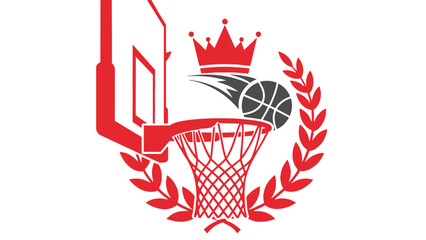 Red basketball logo with crown and laurel wreath