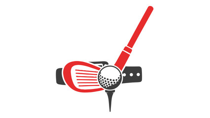 Golf club and ball icon with red handle