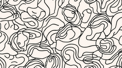 Abstract Line Art Pattern Background &ndash; Modern Organic Contour Design