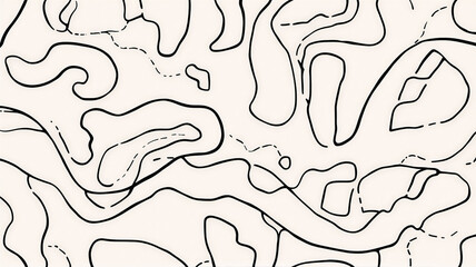 Abstract Topographic Line Pattern Background in Minimal Monochrome Style